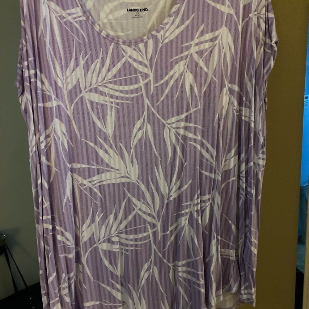 Lands' End 2 piece Lavender and White Top with Matching Cardigan - Picture 4 of 6